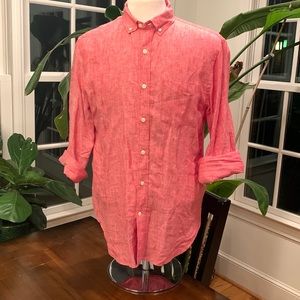 Banana Republic, red heather linen, button down shirt. Mens M, Camden Fit.